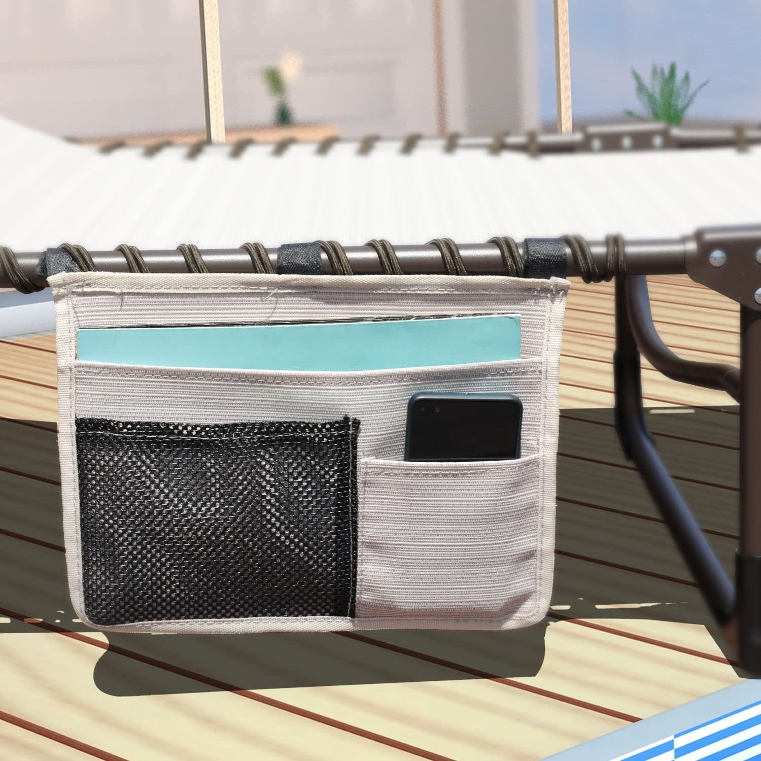 Foldable Patio Chaise Lounge Chair for Outdoor with Detachable Pocket and Pillow, Portable Adjustable Sun Lounger Recliner for Beach, Camping and Pool Doba